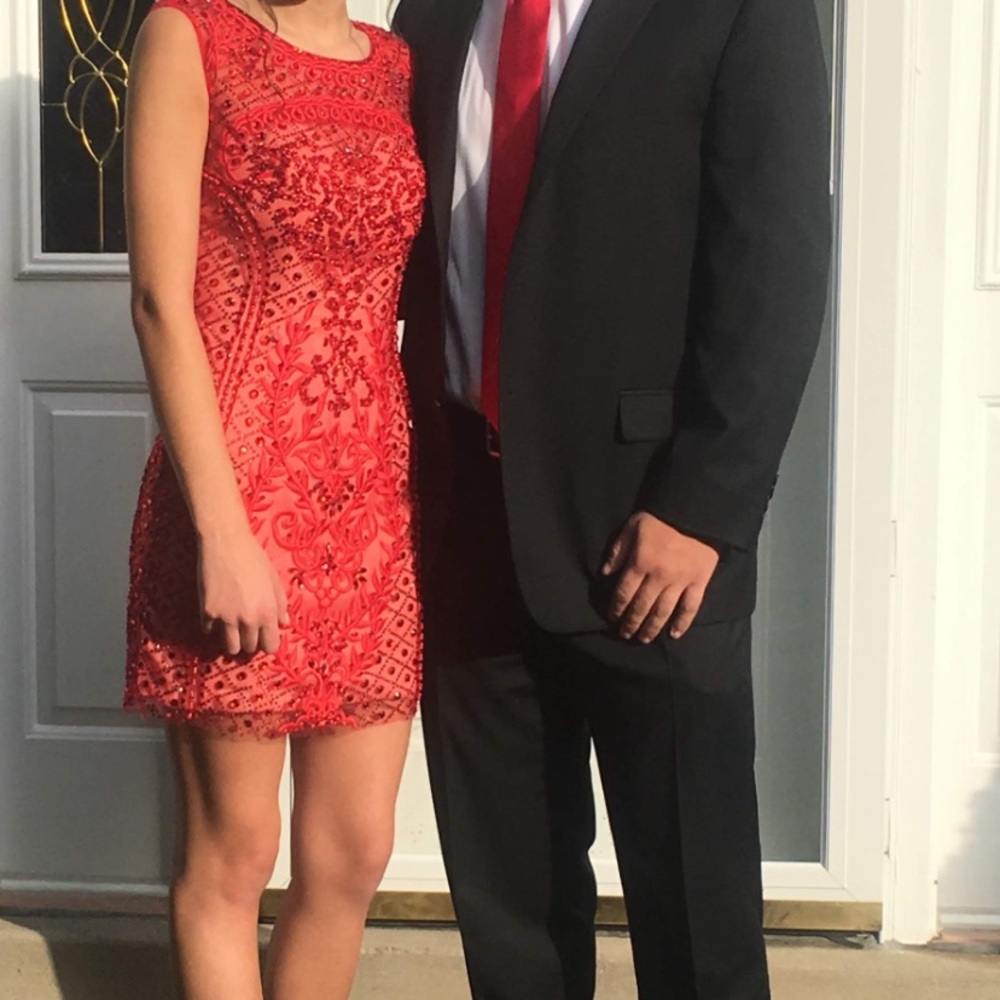Gorgeous Red Beaded & Sequin Dress - Picture 11 of 12